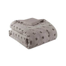 Load image into Gallery viewer, Full/Queen 3-Piece Grey Microfiber Comforter Set with Decorative Pompoms