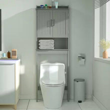 Load image into Gallery viewer, Over the Toilet Bathroom Storage Cabinet Shelving Unit in Grey Wood Finish