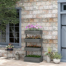 Load image into Gallery viewer, 4 Tier Vertical Wooden Planter Box Raised Bed Grey