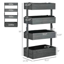 Load image into Gallery viewer, 4 Tier Vertical Wooden Planter Box Raised Bed Grey