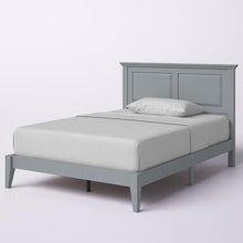 Load image into Gallery viewer, Full Traditional Solid Oak Wooden Platform Bed Frame with Headboard in Grey