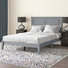 Load image into Gallery viewer, Full Traditional Solid Oak Wooden Platform Bed Frame with Headboard in Grey