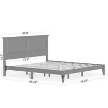 Load image into Gallery viewer, King Traditional Solid Oak Wooden Platform Bed Frame with Headboard in Grey