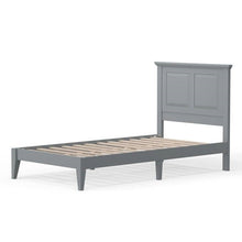 Load image into Gallery viewer, Twin Traditional Solid Oak Wooden Platform Bed Frame with Headboard in Grey