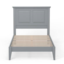 Load image into Gallery viewer, Twin Traditional Solid Oak Wooden Platform Bed Frame with Headboard in Grey