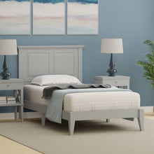 Load image into Gallery viewer, Twin Traditional Solid Oak Wooden Platform Bed Frame with Headboard in Grey