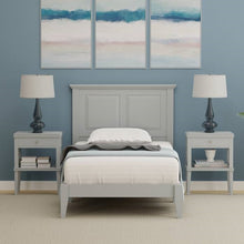 Load image into Gallery viewer, Twin Traditional Solid Oak Wooden Platform Bed Frame with Headboard in Grey
