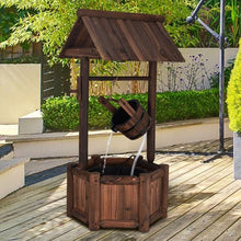 Load image into Gallery viewer, Outdoor Patio Garden Solid Wood Wishing Well Water Fountain with Pump