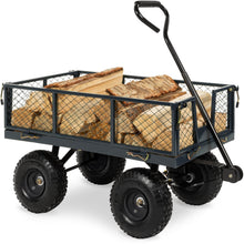 Load image into Gallery viewer, Heavy Duty Grey Steel Garden Utility Cart Wagon with Removable Sides