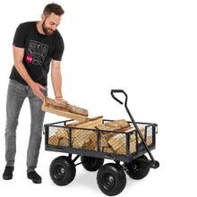 Load image into Gallery viewer, Heavy Duty Grey Steel Garden Utility Cart Wagon with Removable Sides