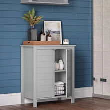 Load image into Gallery viewer, Bathroom Linen Cabinet with Storage Shelf in Grey Wood Finish