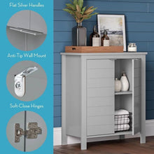 Load image into Gallery viewer, Bathroom Linen Cabinet with Storage Shelf in Grey Wood Finish