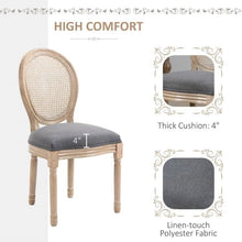 Load image into Gallery viewer, Set of 2 Vintage Upholstered Armless Rattan Back Dining Chairs Grey Wash
