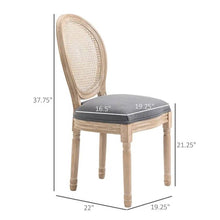 Load image into Gallery viewer, Set of 2 Vintage Upholstered Armless Rattan Back Dining Chairs Grey Wash