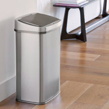 Load image into Gallery viewer, Grey 13-Gallon Stainless Steel Kitchen Trash Can with Motion Sensor Lid