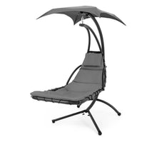 Load image into Gallery viewer, Grey Single Person Sturdy Modern Chaise Lounger Hammock Chair Porch Swing
