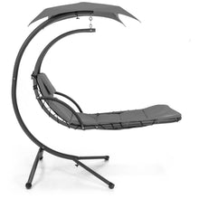 Load image into Gallery viewer, Grey Single Person Sturdy Modern Chaise Lounger Hammock Chair Porch Swing