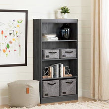 Load image into Gallery viewer, Modern Four Shelf Bookcase in Grey Oak Wood Finish