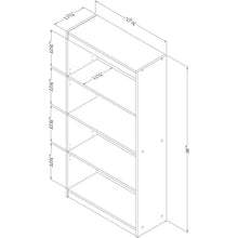 Load image into Gallery viewer, Modern Four Shelf Bookcase in Grey Oak Wood Finish