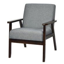 Load image into Gallery viewer, Retro Modern Classic Grey Linen Wide Accent Chair with Espresso Wood Frame