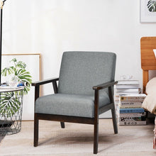 Load image into Gallery viewer, Retro Modern Classic Grey Linen Wide Accent Chair with Espresso Wood Frame