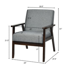 Load image into Gallery viewer, Retro Modern Classic Grey Linen Wide Accent Chair with Espresso Wood Frame