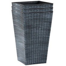 Load image into Gallery viewer, Set of 3 - Grey Faux Rattan Plastic Tall Large Flower Pots