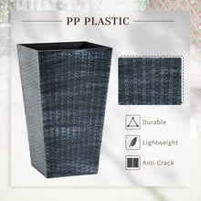 Load image into Gallery viewer, Set of 3 - Grey Faux Rattan Plastic Tall Large Flower Pots