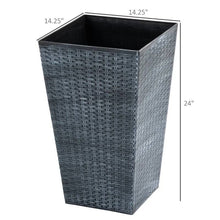 Load image into Gallery viewer, Set of 3 - Grey Faux Rattan Plastic Tall Large Flower Pots