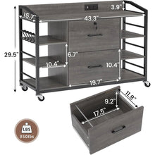 Load image into Gallery viewer, Grey Printer Stand Bookcase Power Station Mobile Office File Cabinet