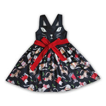 Load image into Gallery viewer, Cute cat sleeveless belt baby girls Christmas dresses
