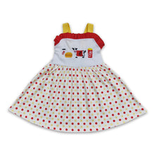 Load image into Gallery viewer, Cow hamburger drink embroidery kids girls dresses