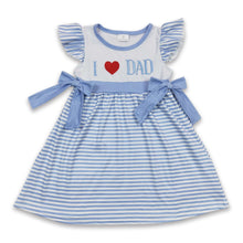 Load image into Gallery viewer, I love DAD embroidery stripe father's day baby girls dress