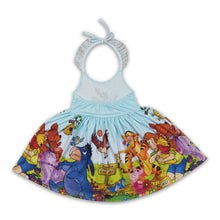 Load image into Gallery viewer, Backless sleeveless bear print kids girls dresses
