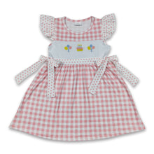 Load image into Gallery viewer, Balloon cake embroidery plaid girls Happy birthday dress