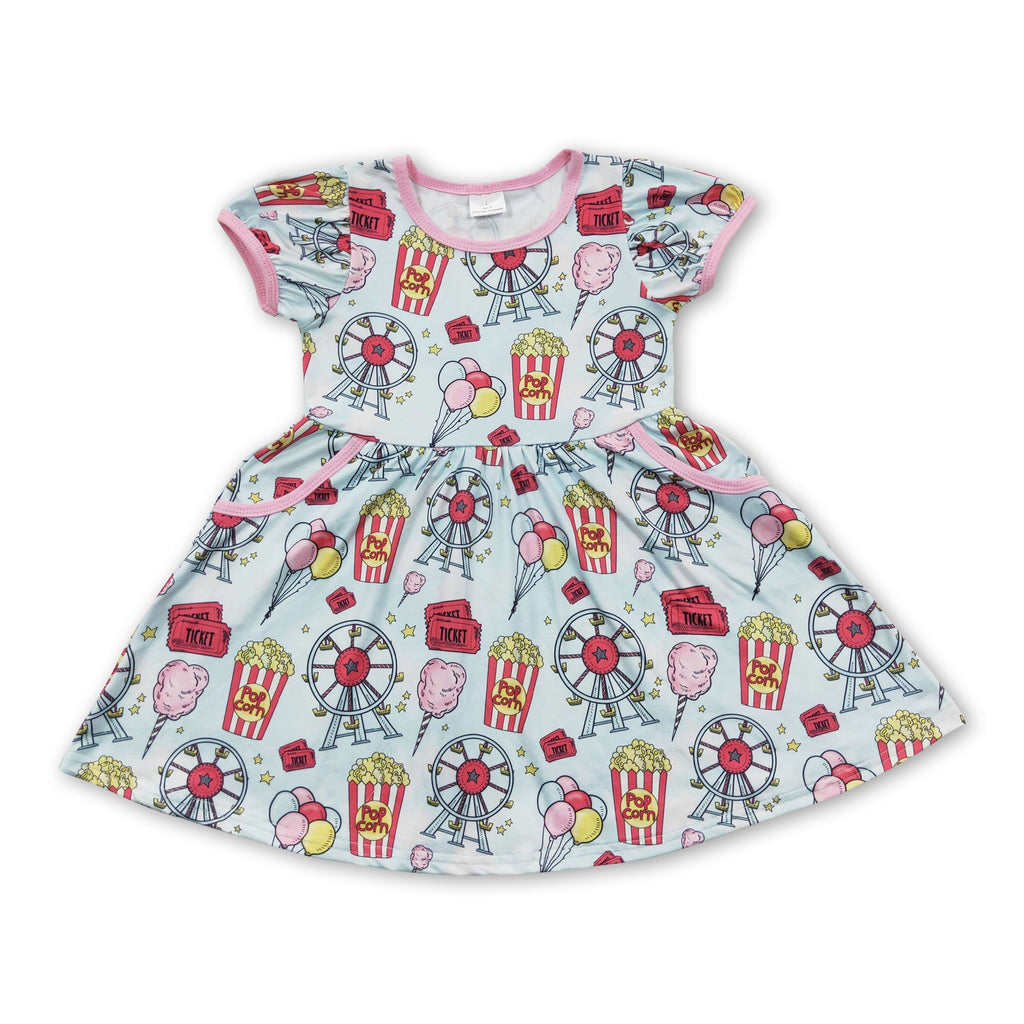 Ferris wheel popcorn balloon girls summer dresses