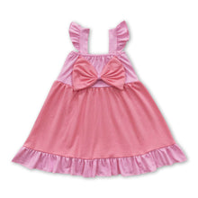 Load image into Gallery viewer, Pink bow flutter sleeves princess baby girls dress