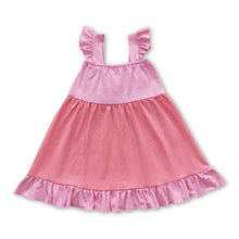 Load image into Gallery viewer, Pink bow flutter sleeves princess baby girls dress