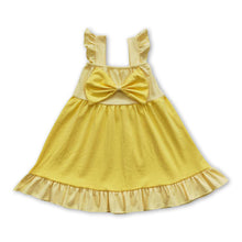 Load image into Gallery viewer, Yellow bow flutter sleeves princess baby girls dress