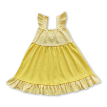Load image into Gallery viewer, Yellow bow flutter sleeves princess baby girls dress