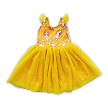 Load image into Gallery viewer, Yellow dog flutter sleeves tulle baby girls dress