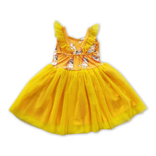 Load image into Gallery viewer, Yellow dog flutter sleeves tulle baby girls dress
