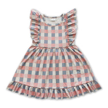 Load image into Gallery viewer, Flutter sleeves plaid baby girls summer dresses