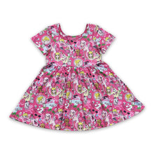 Load image into Gallery viewer, Hot pink short sleeves party girls dresses