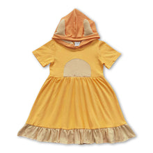Load image into Gallery viewer, Yellow dog short sleeves solid hooded cute girls dresses