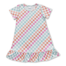 Load image into Gallery viewer, Short sleeves colorful plaid baby girls summer dresses