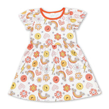 Load image into Gallery viewer, Sun flower rainbow short sleeves baby girls boho dress