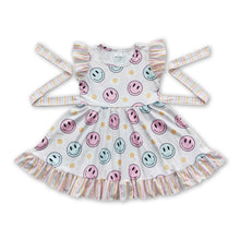 Load image into Gallery viewer, Smile flutter sleeves belt kids girls summer dresses