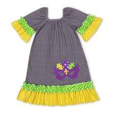 Load image into Gallery viewer, Short sleeves purple yellow green girls mardi gras dress