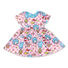 Load image into Gallery viewer, Pink plaid hat elephant short sleeves girls dresses